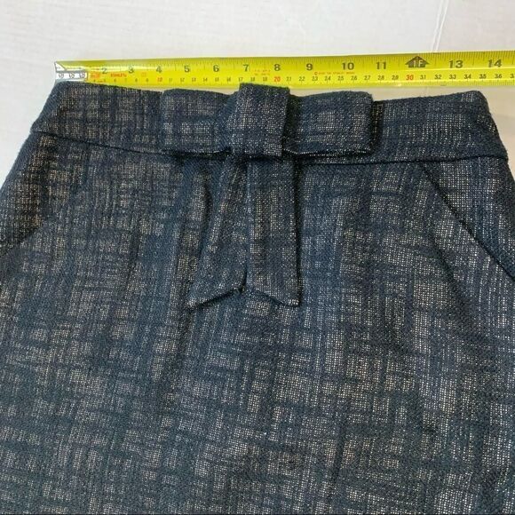 Milly dark gray linen bow front pencil skirt Sz 6 - Picture 6 of 10